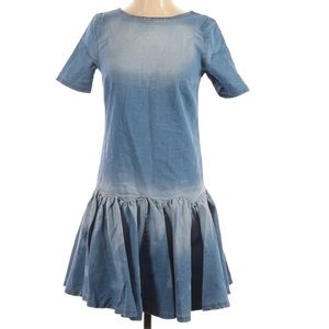 Denim Ruffle Dress SZ XS